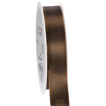 Artikel Brunt taftband på rulle, mångsidigt för dekoration, 25 mm brett, 50 m långt