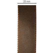 Artikel Brunt taftband på rulle, mångsidigt för dekoration, 25 mm brett, 50 m långt