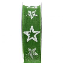 Dekorativ bandjute med stjärnmotivgrön 40mm 15m