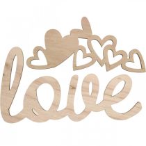 Hjärtan &quot;Love&quot; trädekoration naturlig med magnet dekoration skylt 20,5/25cm 6 stycken