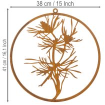 Artikel Dekorativ metallring, väggdekoration i väderbitet stål, tallgräs, Ø38 cm
