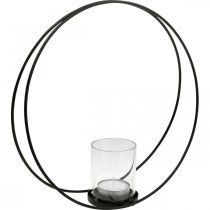 Artikel Dekorativ ringlykta metallljusstake svart Ø35cm