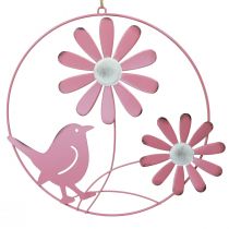 Artikel Dekorring metall hängande dekoration blommor rosa Ø30cm 2st