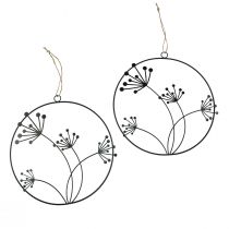 Artikel Dekorativ ring metall hängande dekoration svarta blommor Ø23cm 2 st
