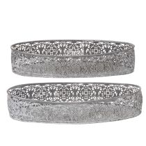 Artikel Dekorativ metallskål, grått mönster, oval, L36cm/33,5cm, set om 2