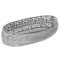 Artikel Dekorativ metallskål, grått mönster, oval, L36cm/33,5cm, set om 2
