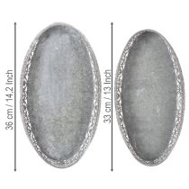Artikel Dekorativ metallskål, grått mönster, oval, L36cm/33,5cm, set om 2
