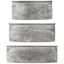 Artikel Dekorativ metallskål oval grå L22,5/19,5/16cm set om 3