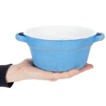Artikel Dekorativ skål/planter, blå metall, shabby chic-inredning, Ø17 cm, H8,5 cm