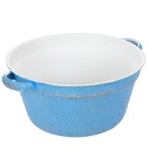 Artikel Dekorativ skål/planter, blå metall, shabby chic-inredning, Ø21 cm, H10,5 cm