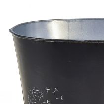 Artikel Dekorativ skål metall oval svarta silverblommor 20,5×12,5×12cm