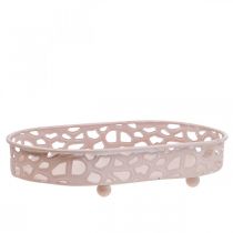Dekorationsskål Oval skål med fötter bordsdekoration rosa 30×18cm