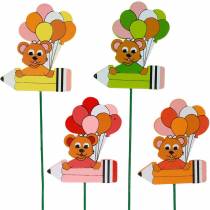 Dekorativ pluggpenna med nallebjörn och ballonger blomplugg sommardekoration barn 16st