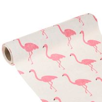 Artikel Dekorativtyg flamingo vit-rosa 30cm x 3m