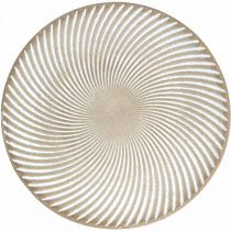 Dekorativ tallrik rund vit brun räfflor bordsdekoration Ø35cm H3cm