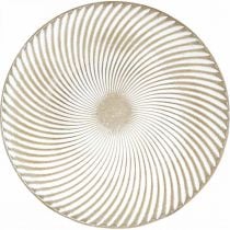 Dekorativ tallrik rund vit brun räfflor bordsdekoration Ø40cm H4cm