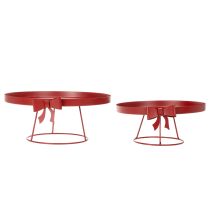 Artikel Dekorativ bricka på stativ med metallrosett, 30 cm, set med 2 delar