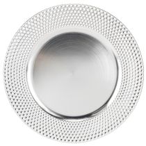 Artikel Dekortallrik rund plast dekorativ plåt silver Ø33cm