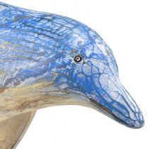 Artikel Delfinfigur maritim trädekoration handsnidade blå H59cm