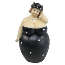 Dekorativ figur knubbig kvinna, fet damfigur, badrumsdekoration H23cm