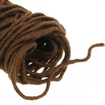 Vektråd mörkbrun, ullsnöre med tråd, floristtillbehör L30m