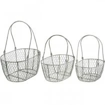 Artikel Trådkorg, påskkorg, dekorativ korg metall L32/28,5/25 cm set om 3