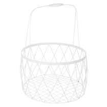 Artikel Trådkorg med handtag, vit metall, Ø25/30/35cm, set om 3