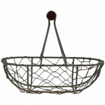 Artikel Oval trådkorg med handtag, grå, 17×11 cm, H15 cm, 2 stycken