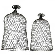 Artikel Dekorativ klocka av metall, klätterhjälp, trådhuva brun, patina H50/41cm Ø30/25cm, set om 2