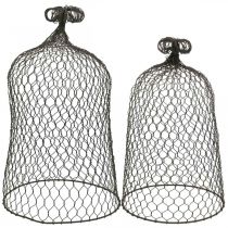 Artikel Dekorativ klocka av metall, klätterhjälp, trådhuva brun, patina H50/41cm Ø30/25cm, set om 2