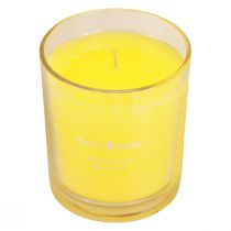 Artikel Doftljus i glas sommardoft Frangipani Gul H8cm