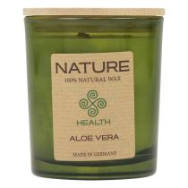 Artikel Doftljus i glas naturligt vaxljus Aloe Vera 85×70mm