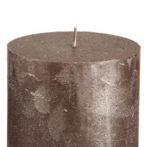 Artikel Enfärgade bruna blockljus, kopparmetallic, 70×80 mm, set om 4 – dekorativa ljus för stil och värme