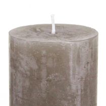 Artikel Rustika enfärgade blockljus, bruna, set om 4, 50×100 mm