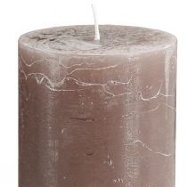 Artikel Stora bruna blockljus 70×120 mm 4-pack – Eleganta cylinderljus i rökbrunt, genomfärgade för dekoration och mysighet