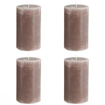 Artikel Stora bruna blockljus 70×120 mm 4-pack – Eleganta cylinderljus i rökbrunt, genomfärgade för dekoration och mysighet