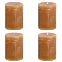 Artikel Enfärgade kolafärgade pelarljus 60×80 mm, set om 4, eleganta ljus för dekoration och mysighet
