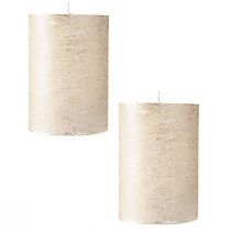 Artikel Premium platinafärgade blockljus, 85x120mm, lång brinntid, set om 2