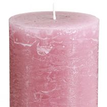 Artikel Pelarljus i dusty rose-färg, 70×120 mm, genomfärgade, set om 4, dekorativa ljus för bröllop och hem