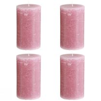 Artikel Pelarljus i dusty rose-färg, 70×120 mm, genomfärgade, set om 4, dekorativa ljus för bröllop och hem