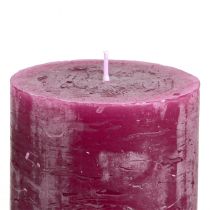 Artikel Genomfärgade trendiga ljus Berry Purple, blockljus, 70×80 mm, set om 4, bordsdekoration