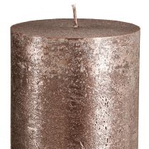 Artikel Enfärgade kopparpelarljus, 85 mm x 200 mm, set om 2 - lång brinntid, festlig metallisk design för dekoration