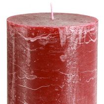 Artikel Mörkröda blockljus med marmorliknande effekt, 85x200mm, set om 2 – lång brinntid för romantik och festligheter