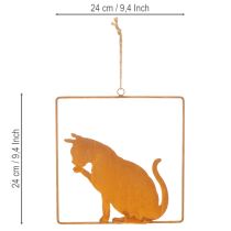 Artikel Dekorativ kattprydnad i rostig metall, rostdekoration för upphängning, 24,5 cm