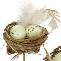 Dekorativ plugg fågelbo, påsk dekoration, bo med ägg 23cm 6st