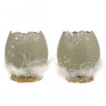 Artikel Ägg för dekoration, påsk, deco ägghalva, vårdekoration Ø8cm H10cm grå, silver 4st