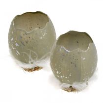 Artikel Ägg för dekoration, påsk, deco ägghalva, vårdekoration Ø8cm H10cm grå, silver 4st