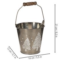 Artikel Dekorativ hink med granar och trähandtag, 13 cm