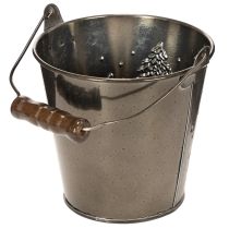 Artikel Dekorativ hink med granar och trähandtag, 13 cm