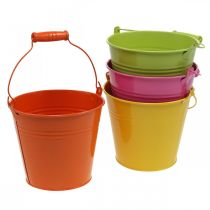 Artikel Hink växtkruka metall dekorativ hink färgglada färger Ø14cm H12cm 6 st